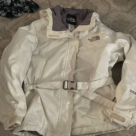 The North Face White Winter Jacket Hyvent 550 Coat STAINS - Picture 1 of 7